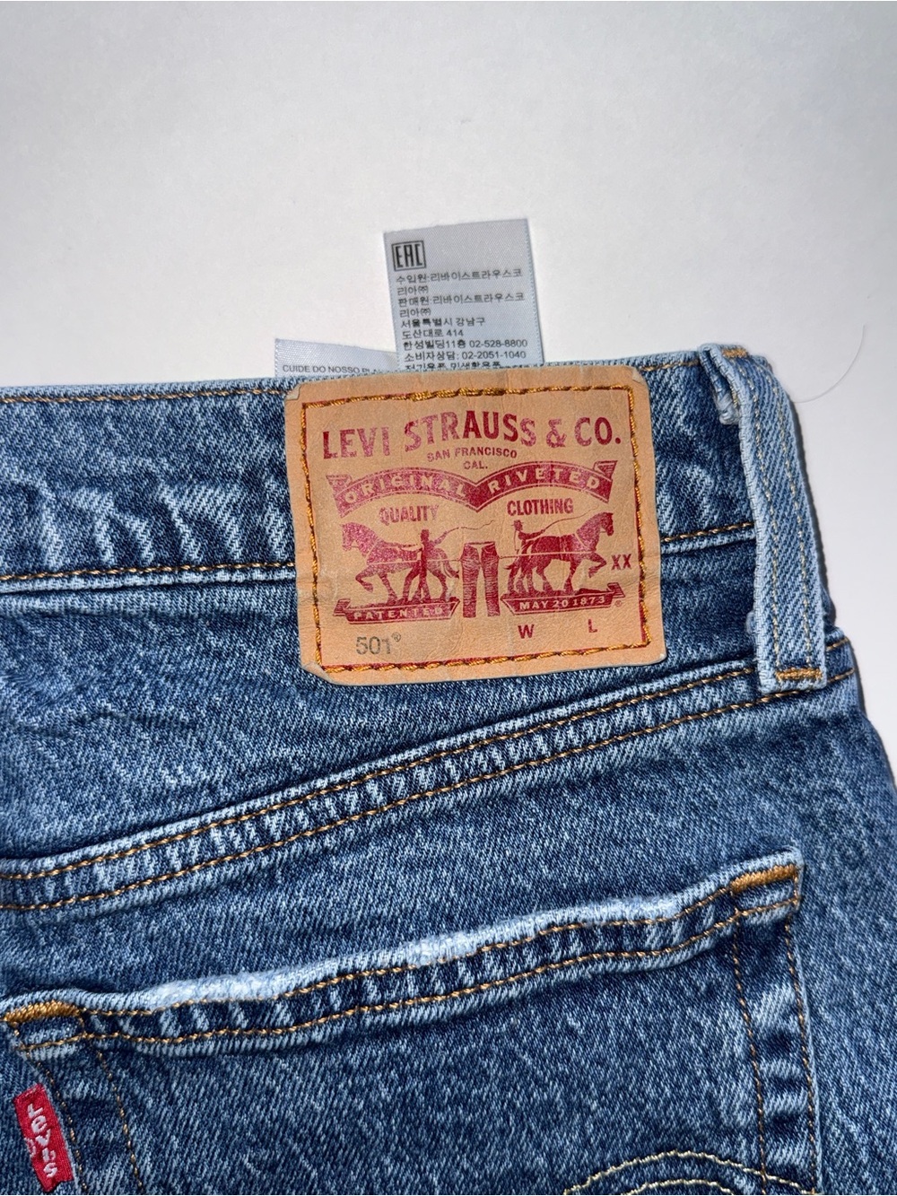 Levi's Distressed Dark Blue Denim Cutoff Shorts SKU:003 - Picture 4 of 5